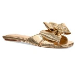 ON 34rth Gold Sandals Slip-On Flat with Bow Womens 6 NEW NWT NIB